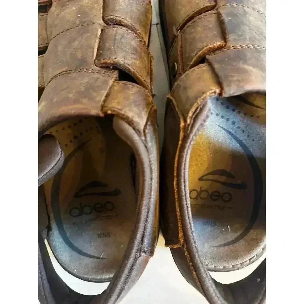 Abeo Men’s Brody Leather Sandals Fisherman Brown Size MN 8
